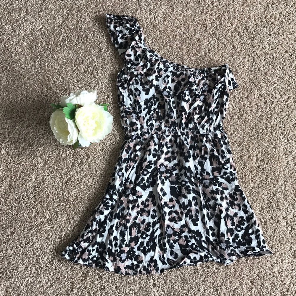Cheetah one shoulder dress 